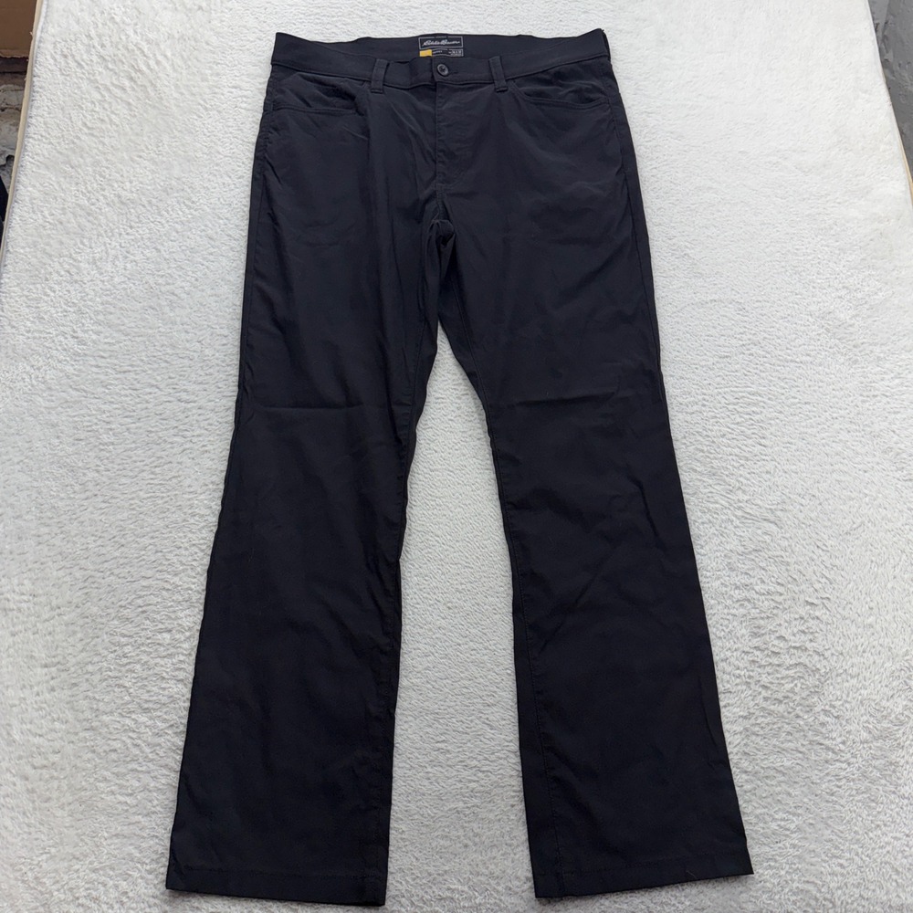 Eddie Bauer Travex Mens Black Performance Hiking Travel Pants 36x32 Stretch